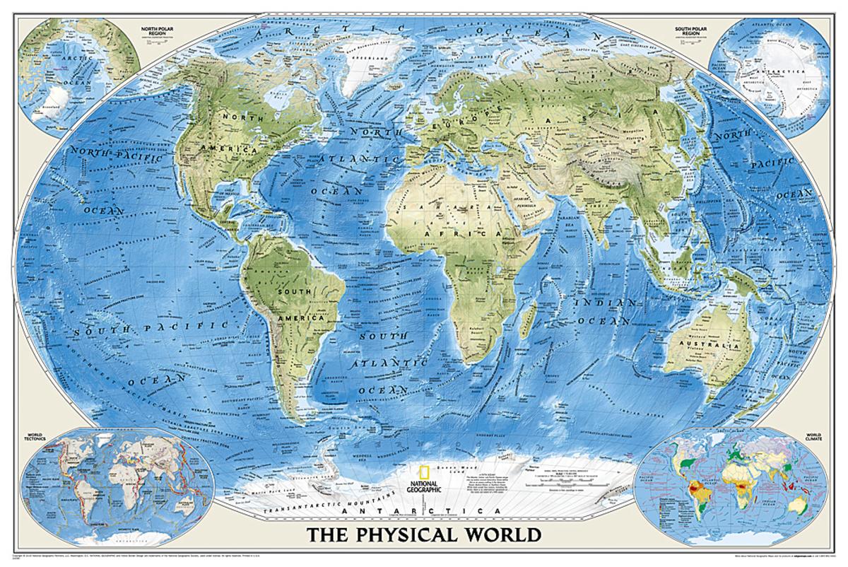 National Geographic World Physical Wall Map - Laminated (Enlarged by ...